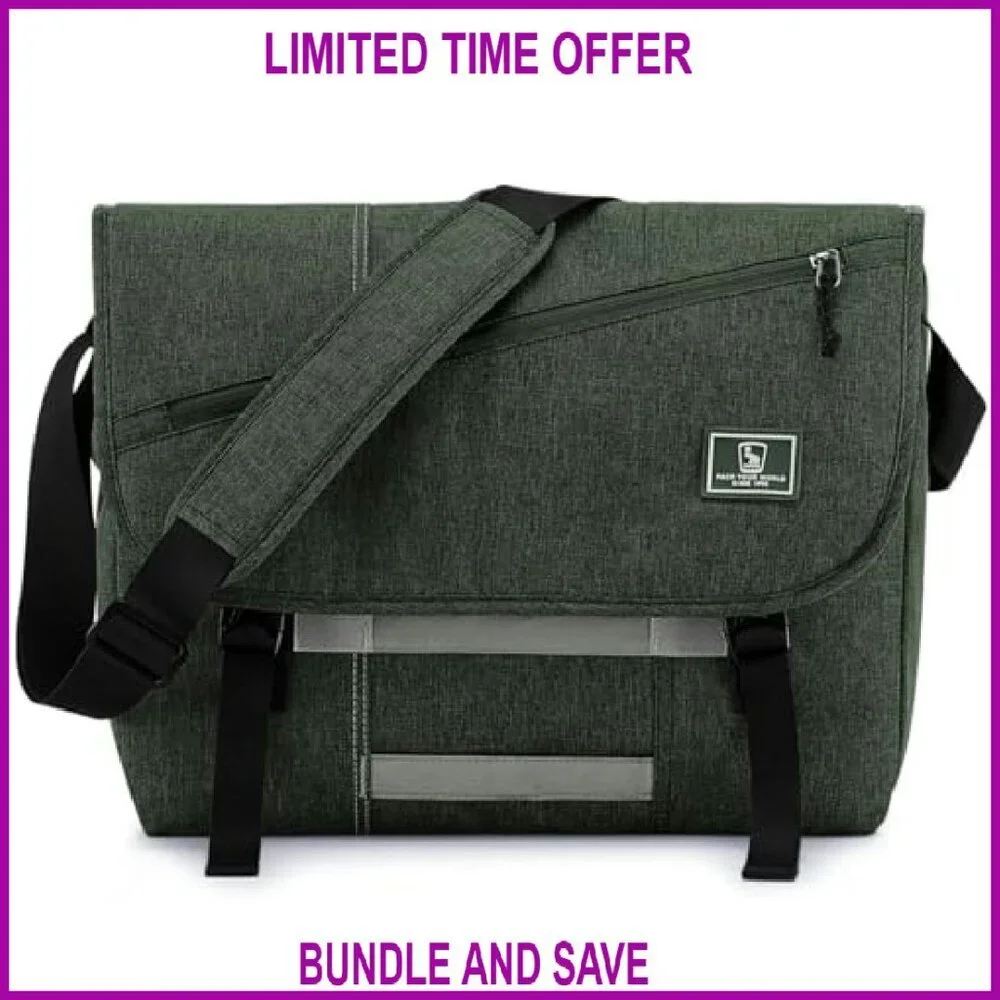 15.6 Inch Laptop Messenger Bag Water Resistant Polyester 10 Pockets Unisex